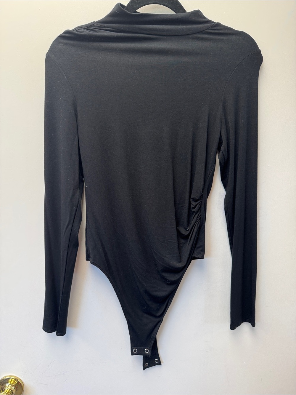 Good American Black Long-Sleeve Mock Neck Bodysuit